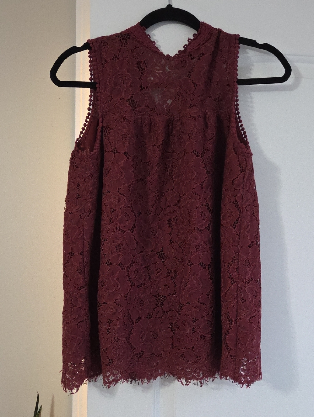 Xhilaration Burgundy Lace Sleeveless Tank Top
